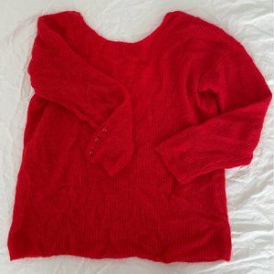 Sezane Red Mohair Open Back Sweater